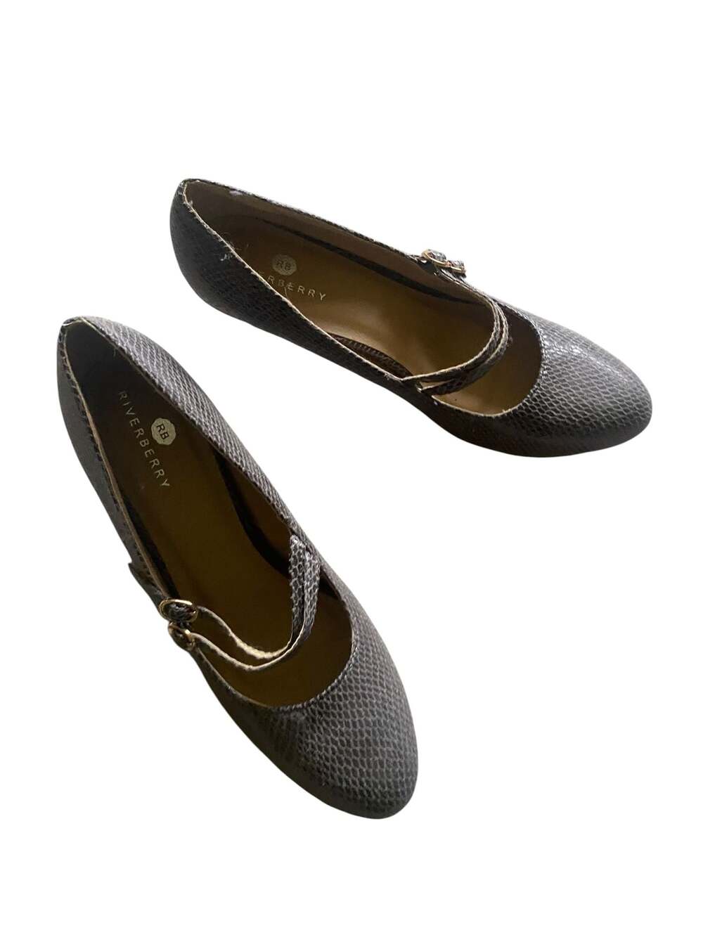 Riverberry Faux Snake Skin Mary Jane Pumps